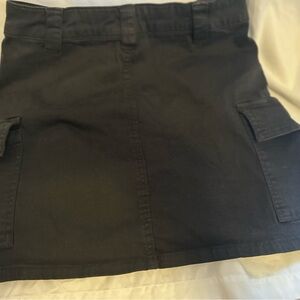 Garage black denim stretch cargo skirt